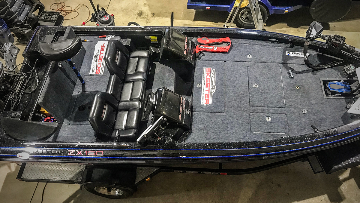 aerial view of bass fishing boat